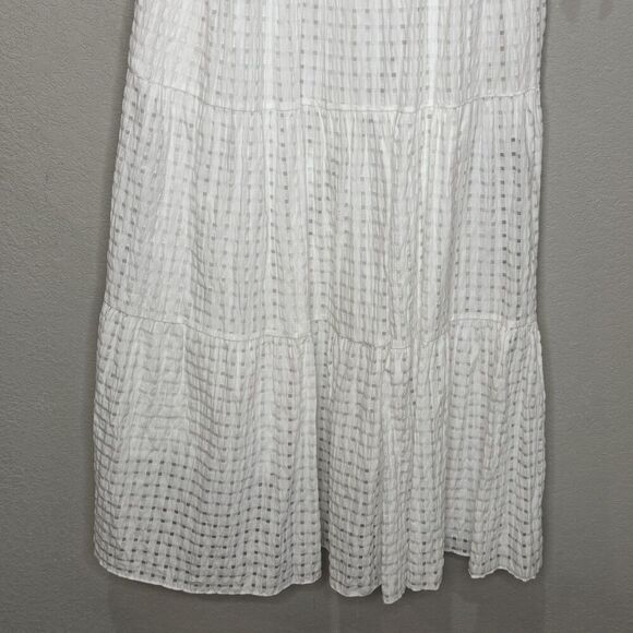 English Factory Dress Womens XS White Textured Midi Tie Sleeve Boho Pockets - Picture 7 of 9